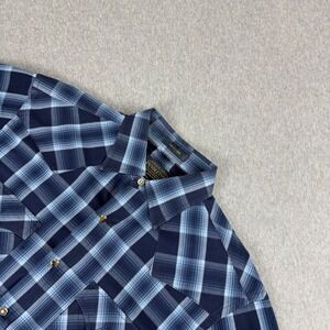 Pendleton Frontier Shirt Mens M Blue Pearl Snap Western Long Sleeve‎ Cowboy